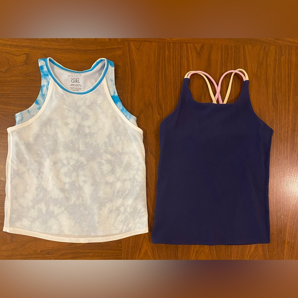 Athleta Girl Blue and Navy Girls Tank Tops Lot of 2 Size Medium 8-10